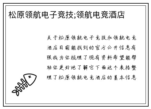 松原领航电子竞技;领航电竞酒店